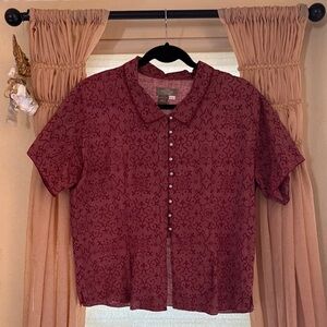 The Territory Ahead Burgundy Patterned Button-Down Shirt
